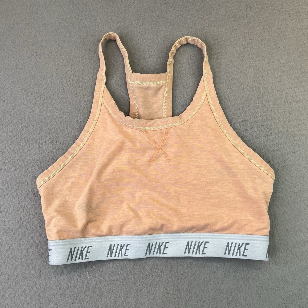 Nike Women's Dry Fit Racerback Athletic Work Out Running Sports Bra Orange S